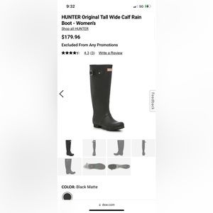Dark grey hunter rain boots